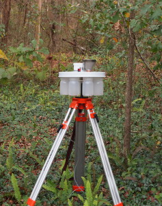 Collection Bottle Rotator mounted on tripod and machined adapter, P/N 1512.5